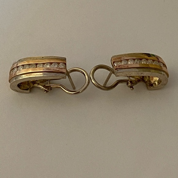 💎 .54ct Diamond 14k solid rose gold and 925 silver earrings genuine real stones - Picture 9 of 16